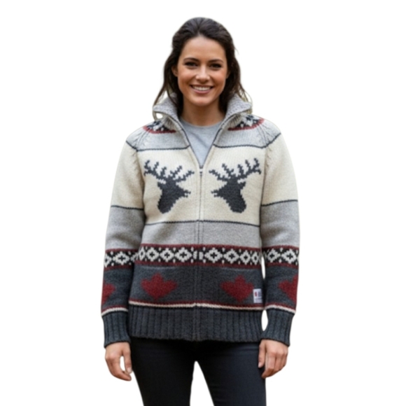 Hudson's Bay Canada Olympic Cowichan Zip Sweater - Unisex Large, 21" PTP - Picture 3 of 15